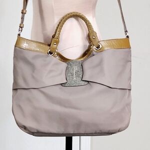 Salvatore Ferragamo‎ Handbag 2Way Nylon Leather Trim Bag